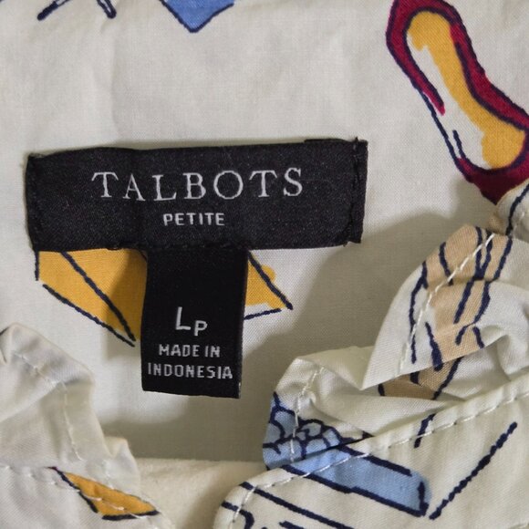 Talbots Paris Icons Ruffle Trim Popover Blouse Sustainable Cotton Size Lp - Picture 7 of 8